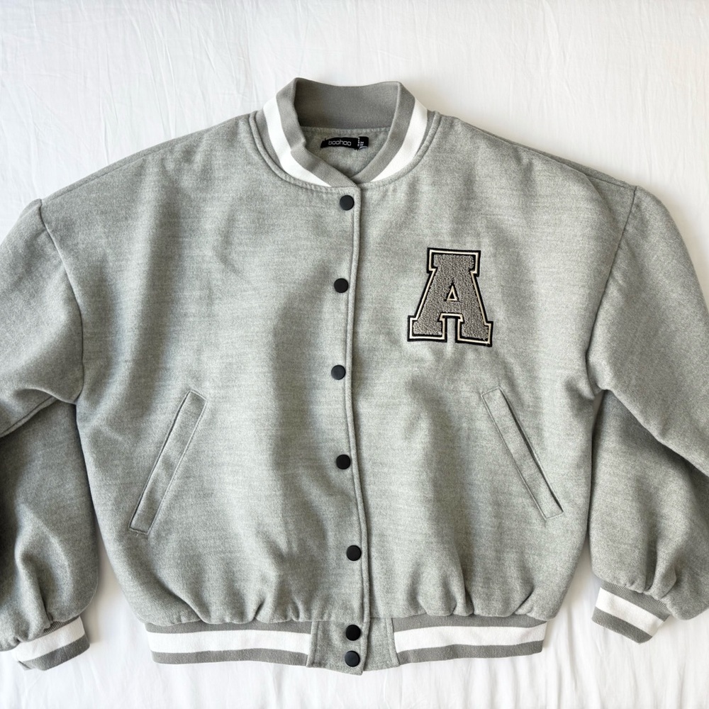 Boohoo Grey Varsity Jacket